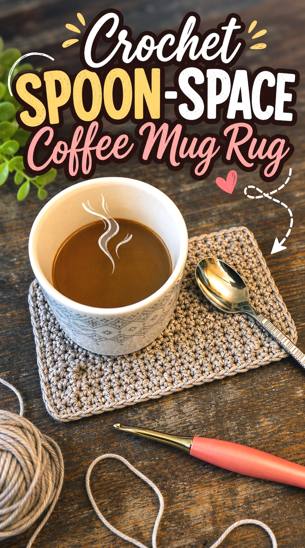 Crochet Spoon Space Coffee Mug Rug