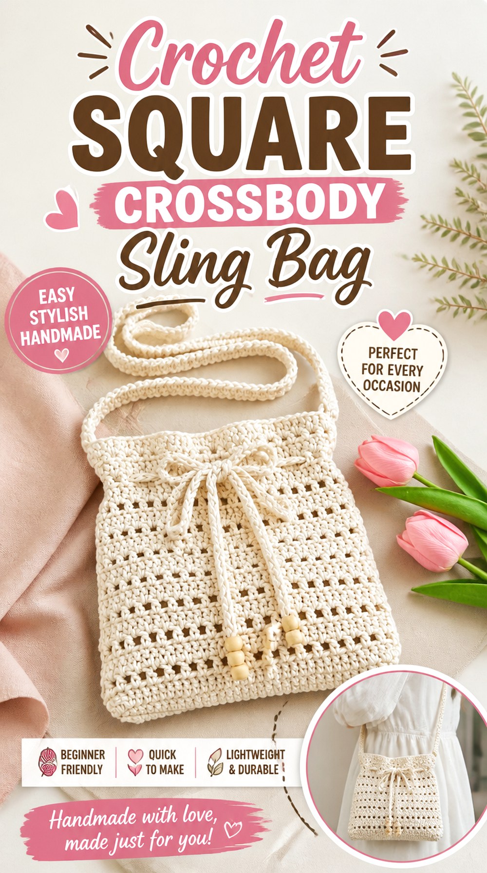 Crochet Square Crossbody Sling Bag