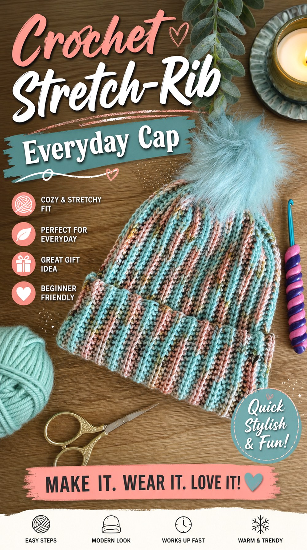Crochet Stretch Rib Everyday Cap