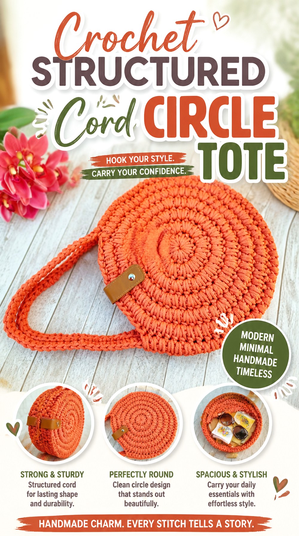Crochet Structured Cord Circle Tote