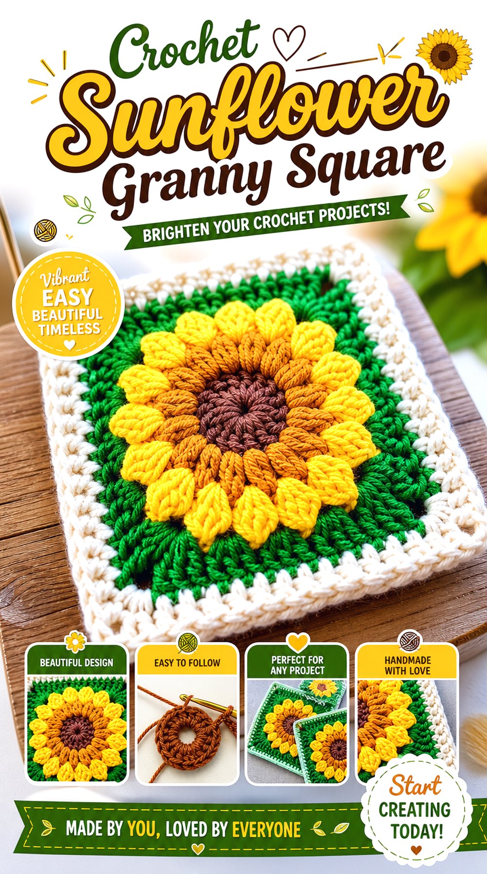 Crochet Sunflower Granny Square