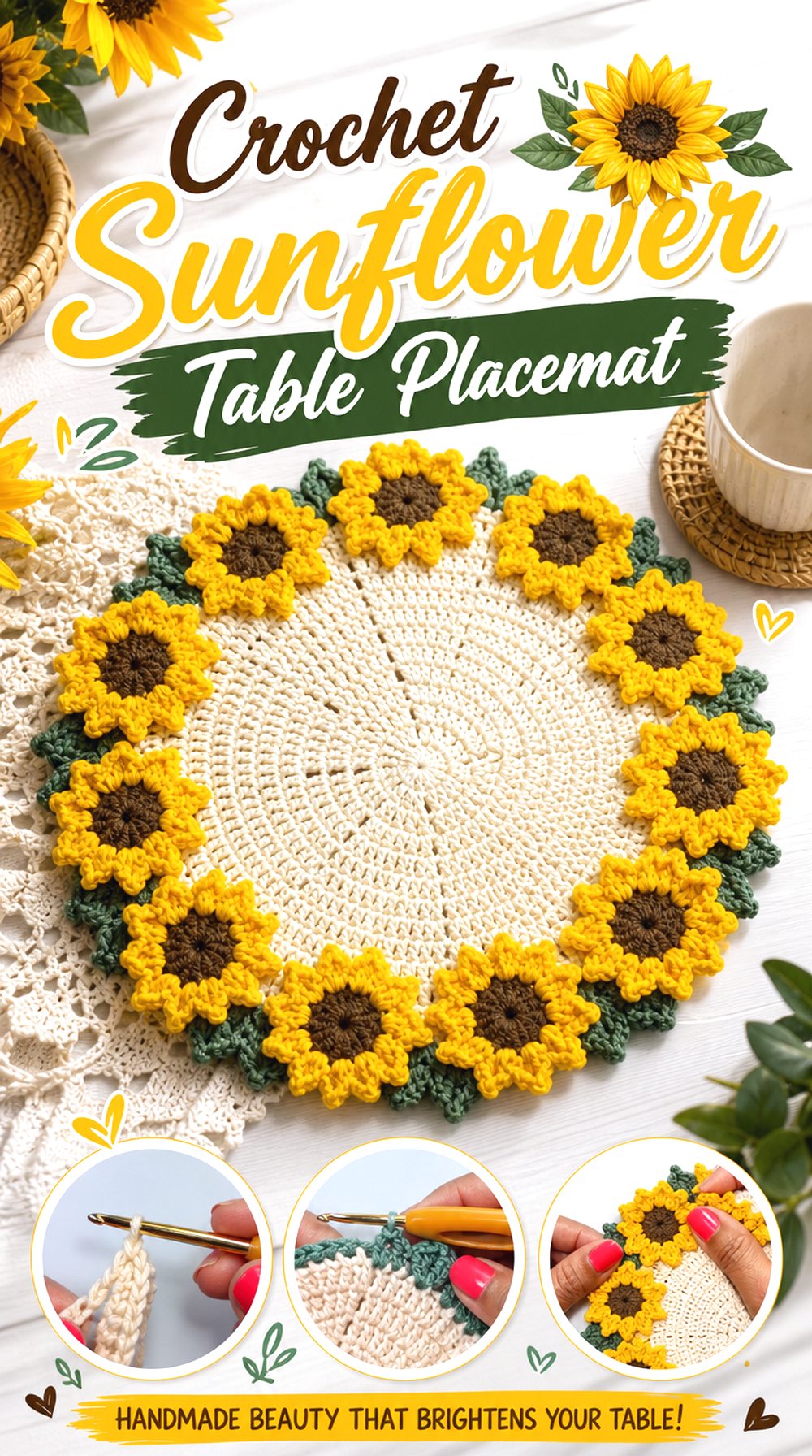 Crochet Sunflower Table Placemat