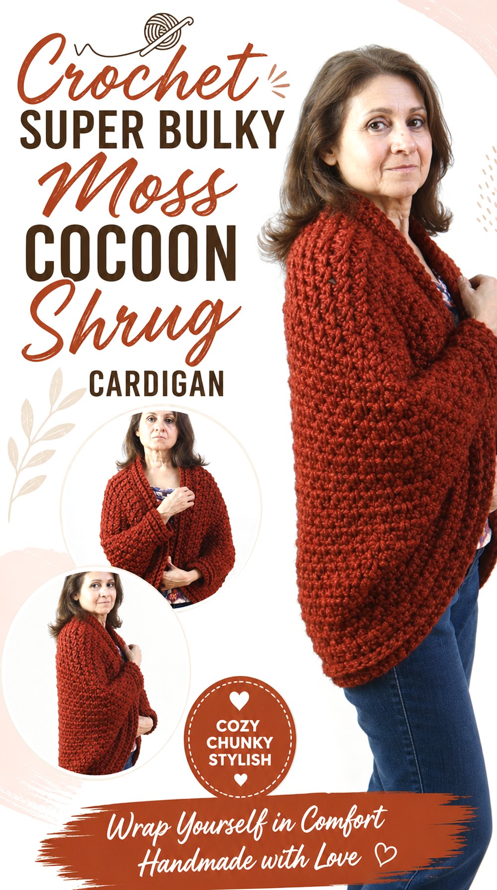 Crochet Super Bulky Moss Cocoon Shrug Cardigan