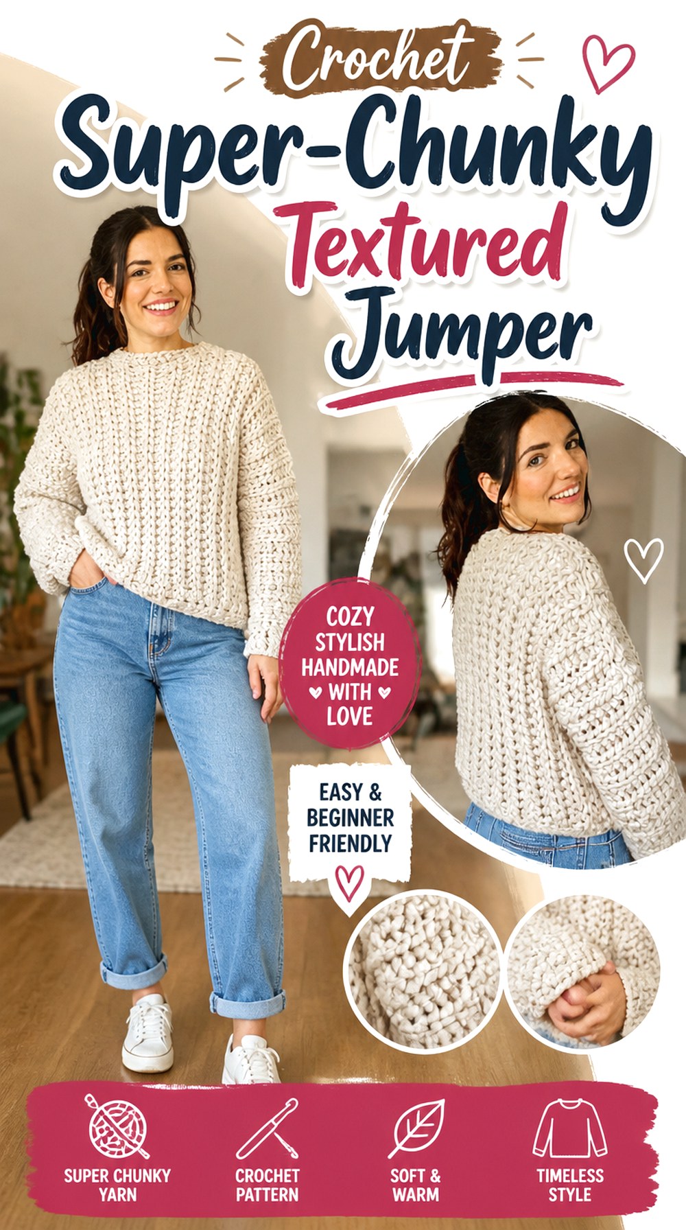 Crochet Super Chunky Textured Jumper