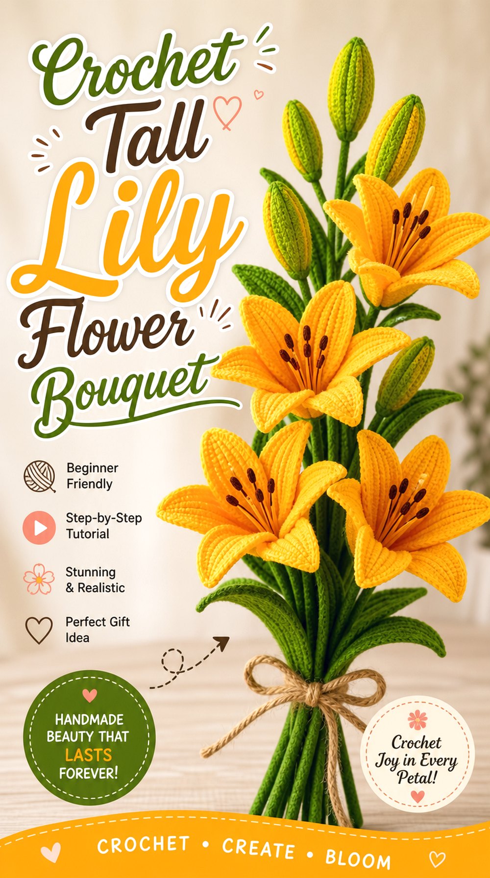 Crochet Tall Lily Flower Bouquet