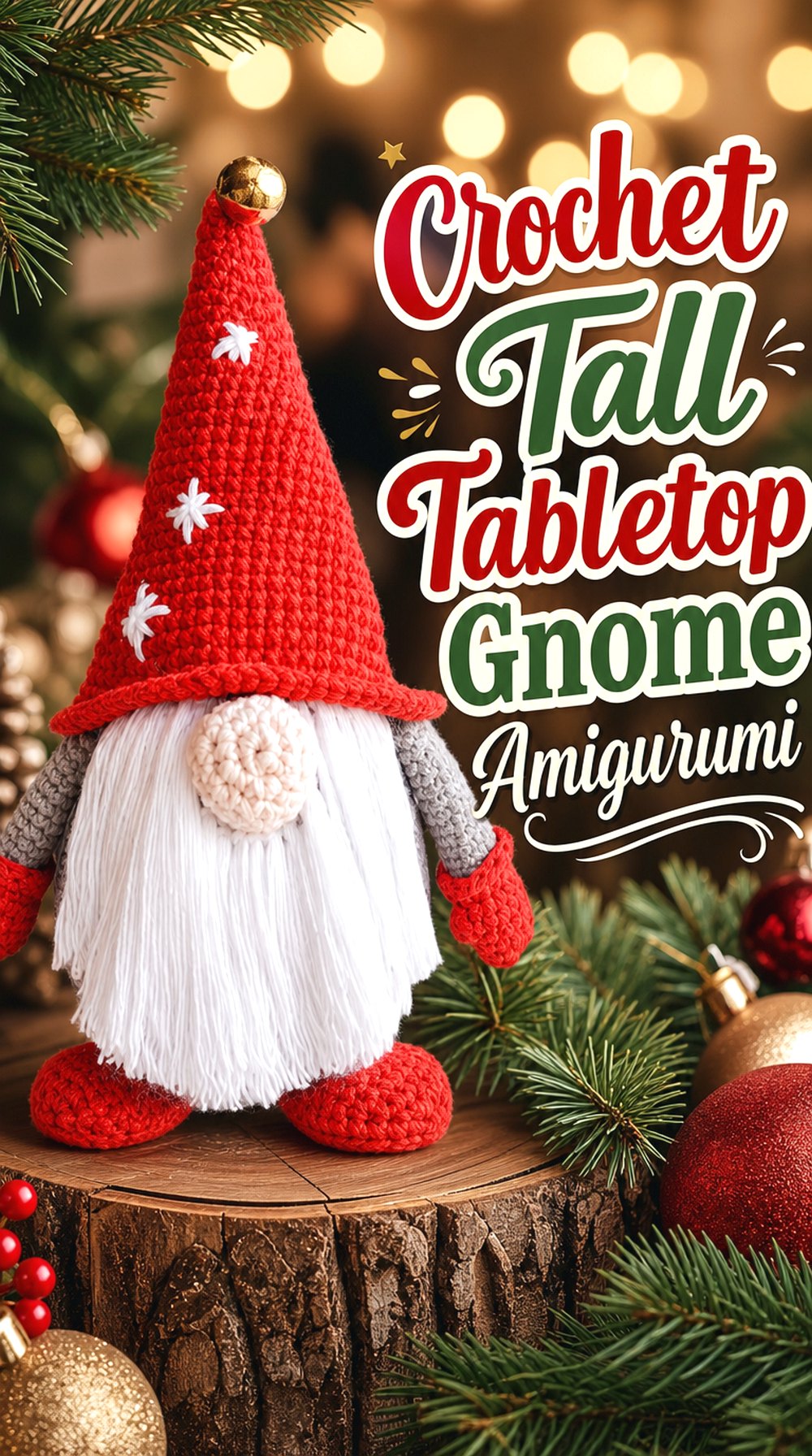 Crochet Tall Tabletop Gnome Amigurumi