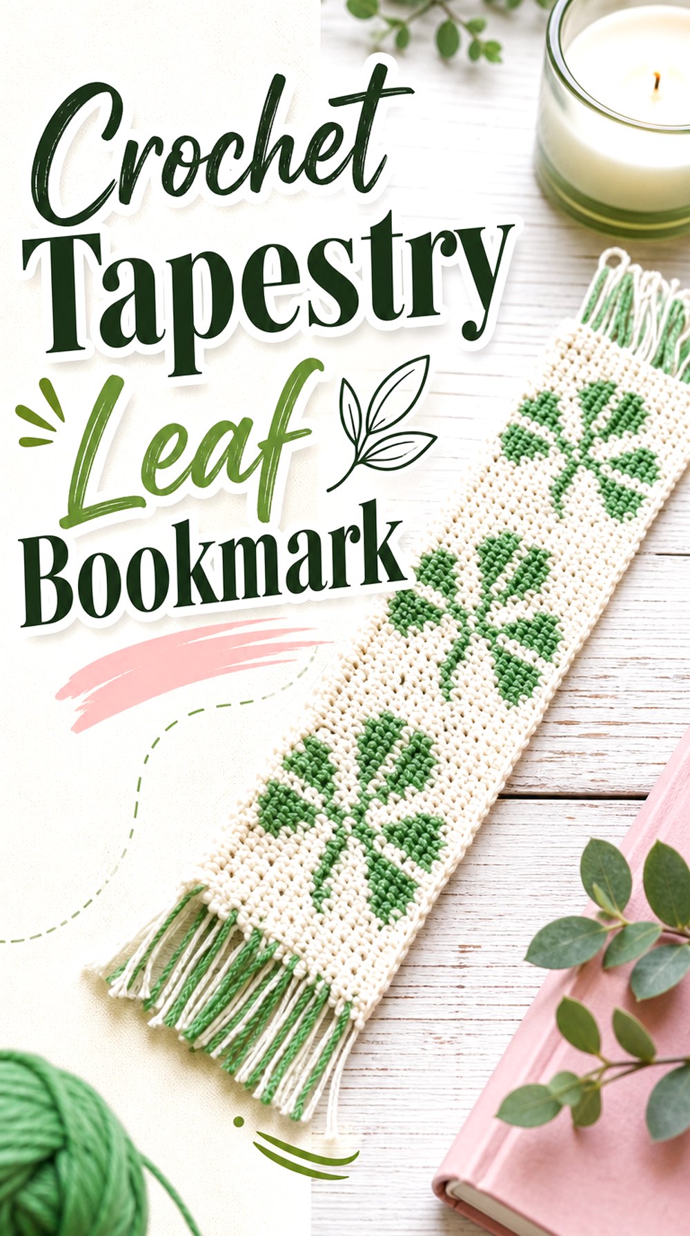 Crochet Tapestry Leaf Bookmark