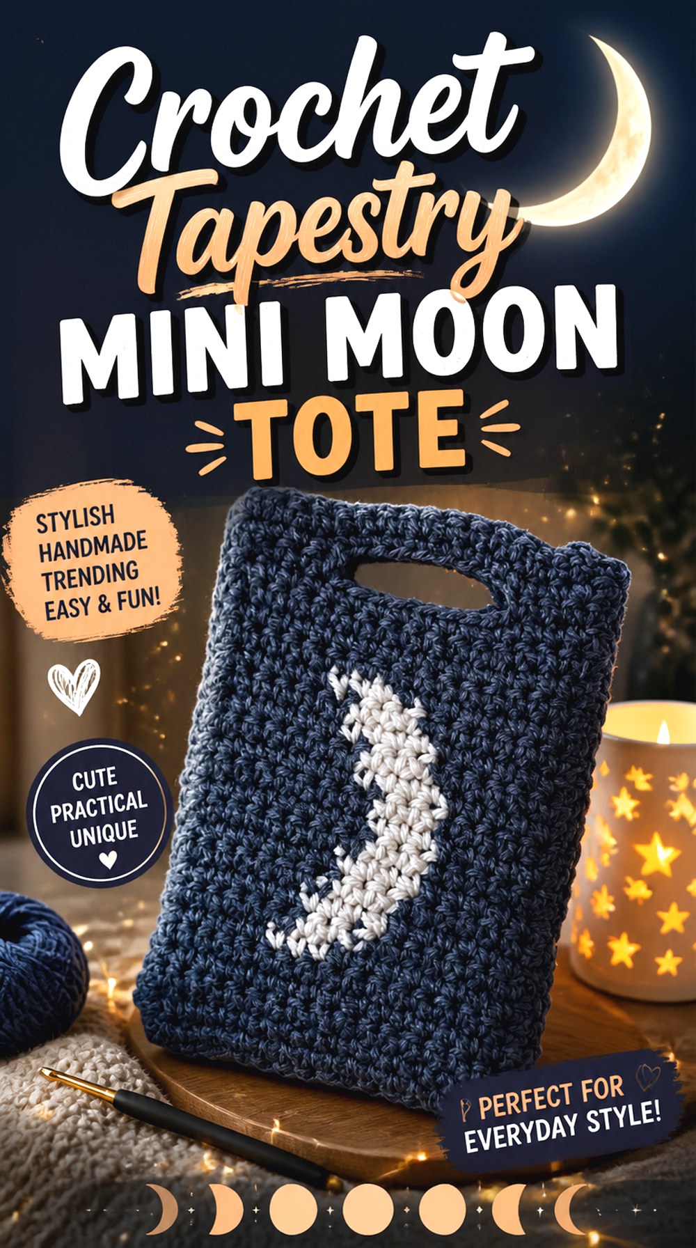 Crochet Tapestry Mini Moon Tote