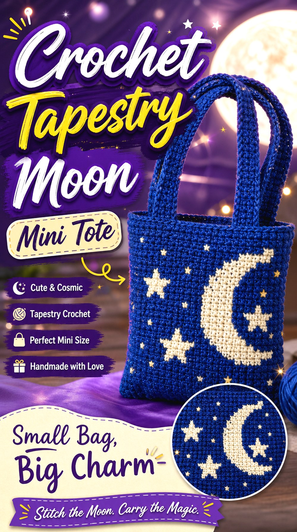 Crochet Tapestry Moon Mini Tote