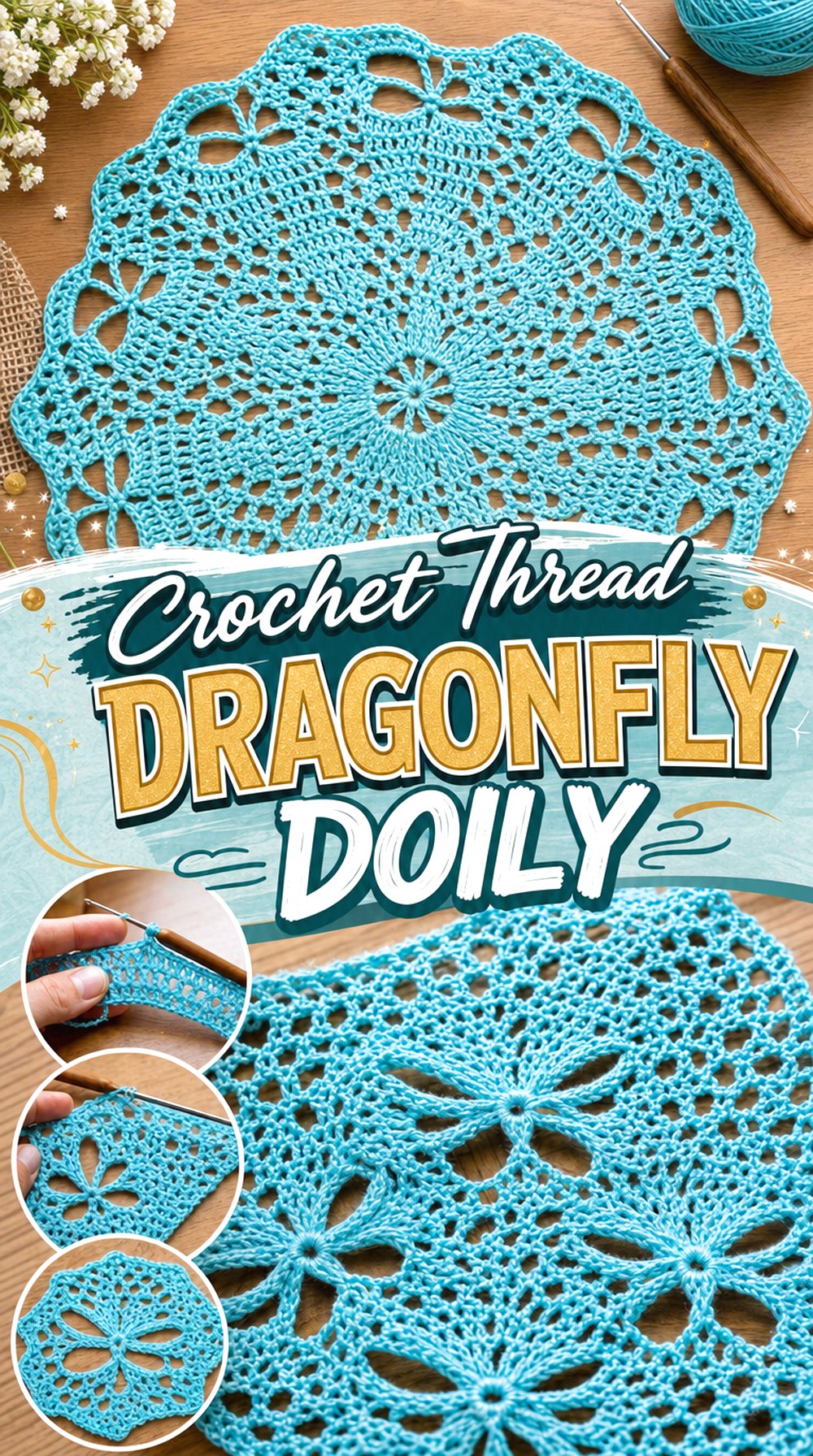 Crochet Thread Dragonfly Doily