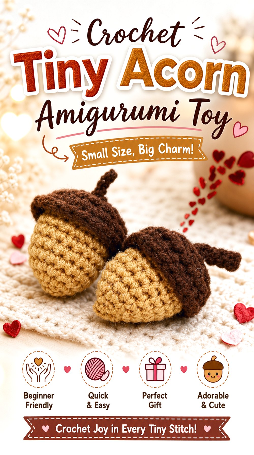 Crochet Tiny Acorn Amigurumi Toy