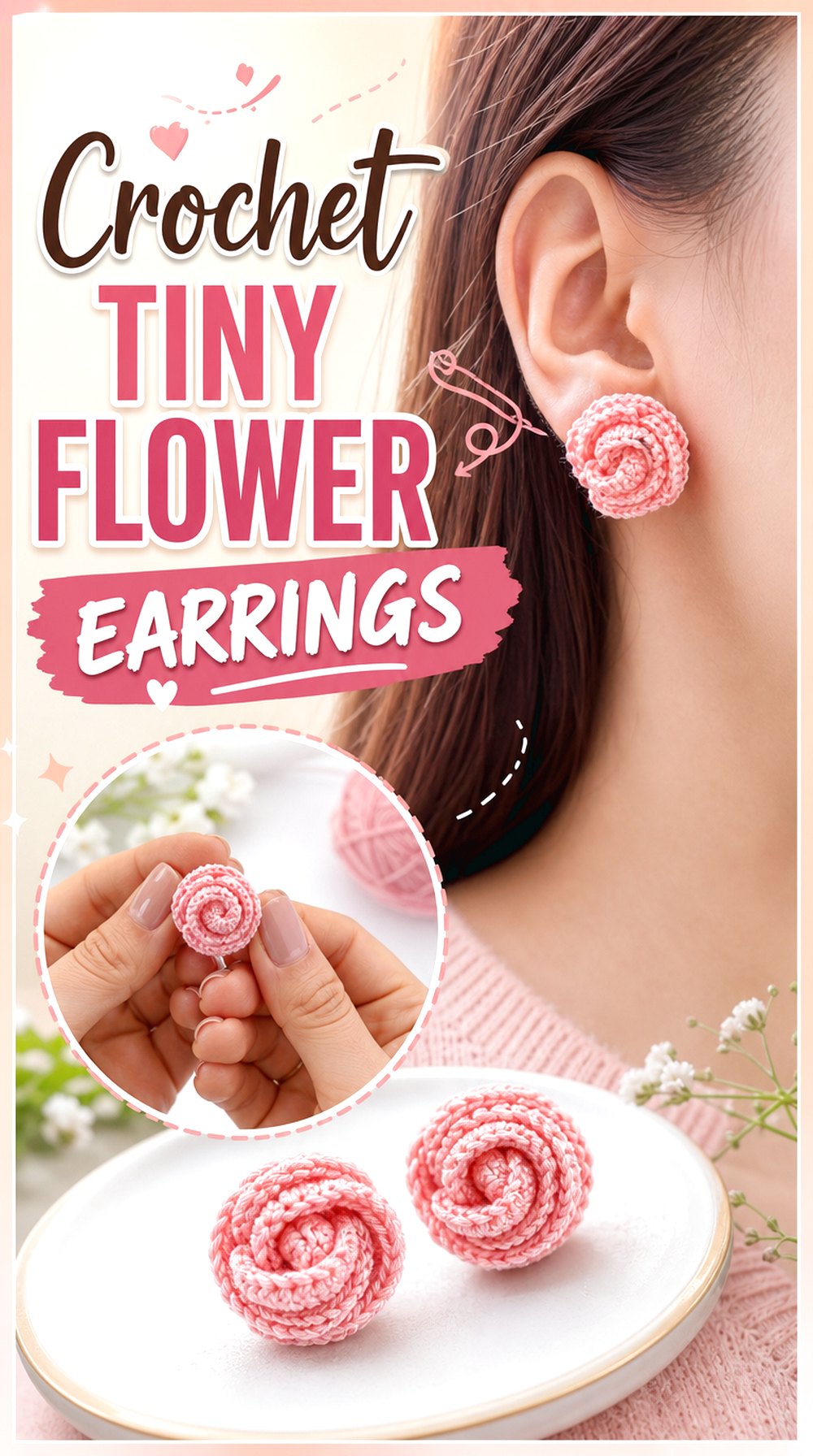 Crochet Tiny Flower Earrings