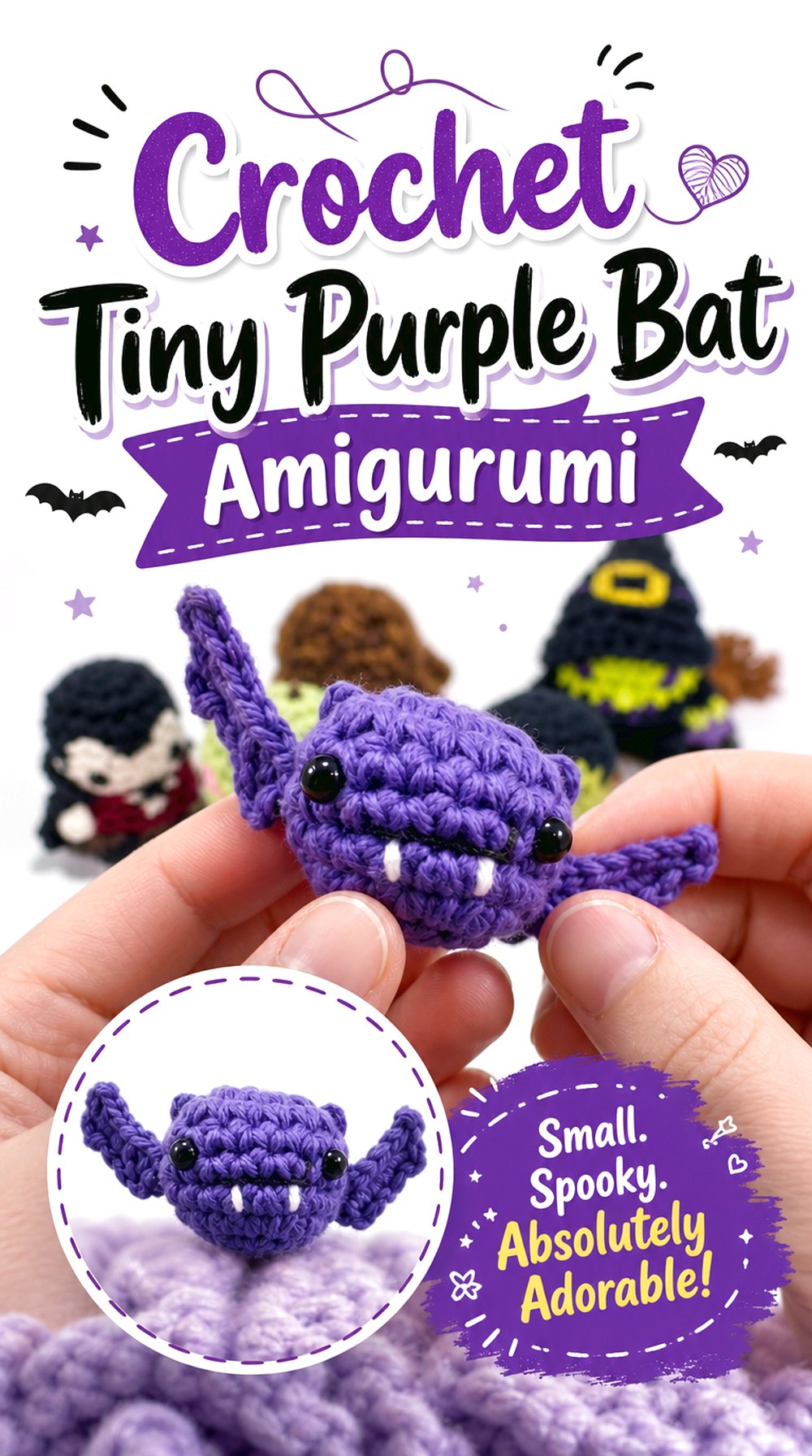 Crochet Tiny Purple Bat Amigurumi