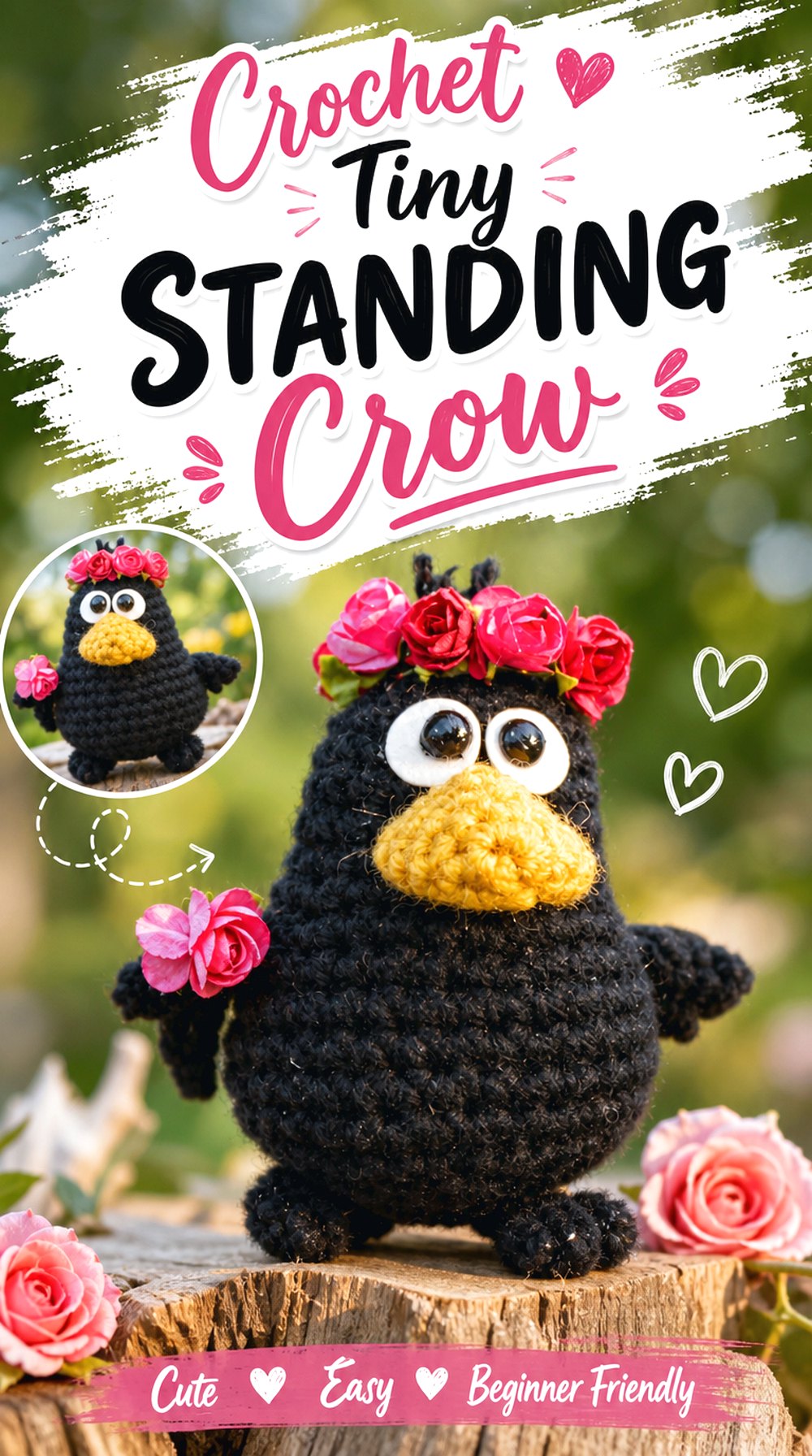 Crochet Tiny Standing Crow