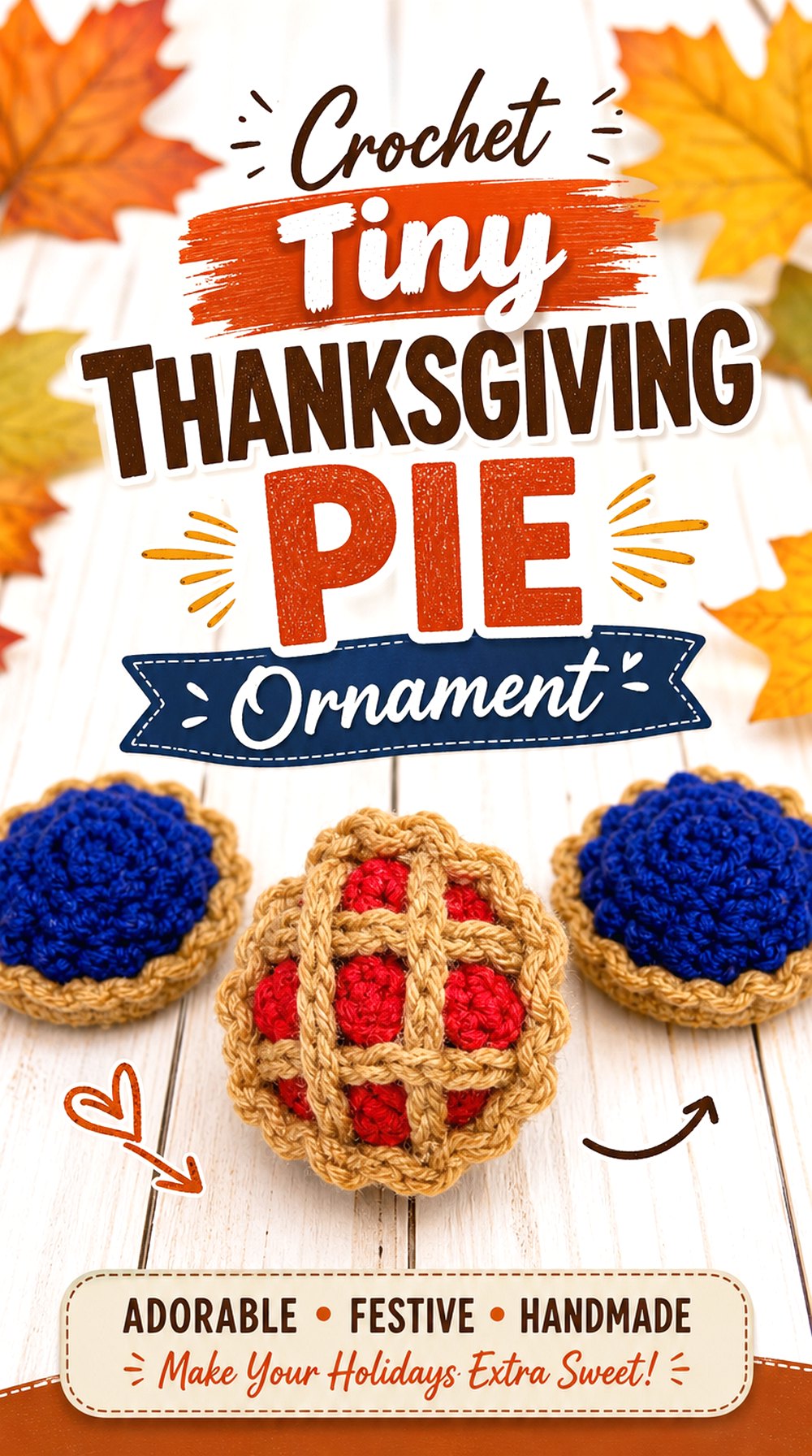 Crochet Tiny Thanksgiving Pie Ornament