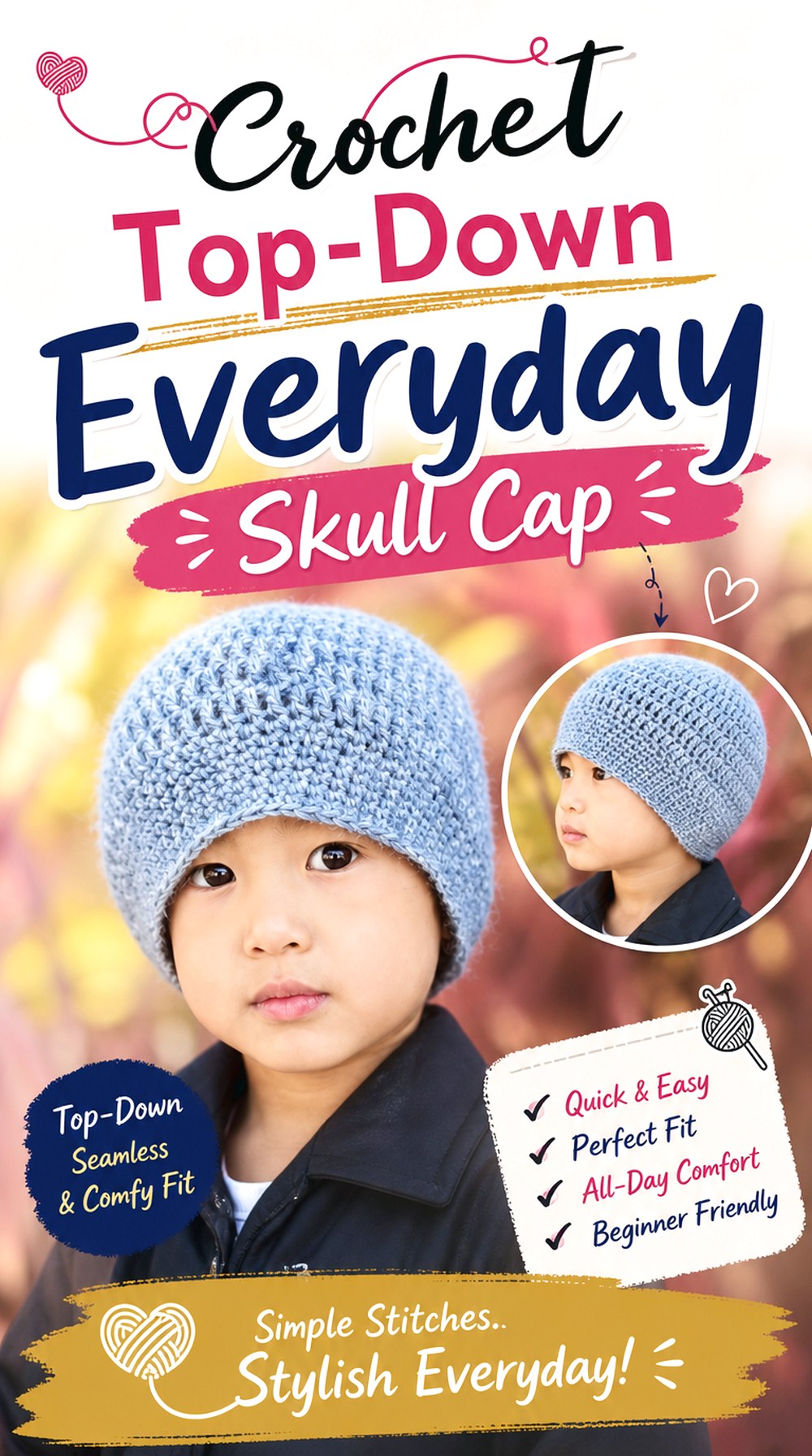 Crochet Top Down Everyday Skull Cap