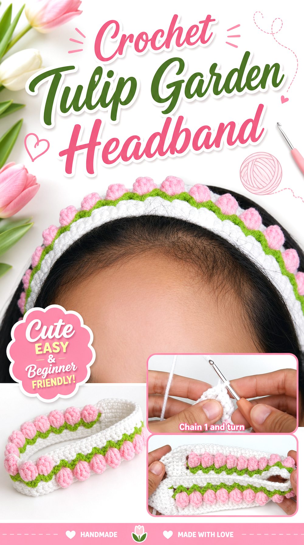 Crochet Tulip Garden Headband
