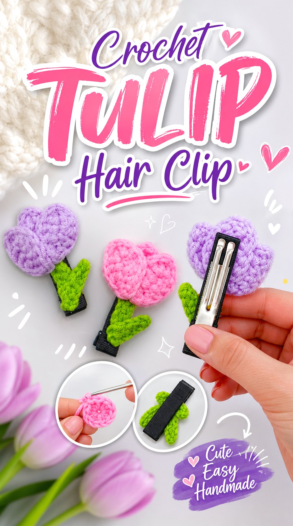 Crochet Tulip Hair Clip