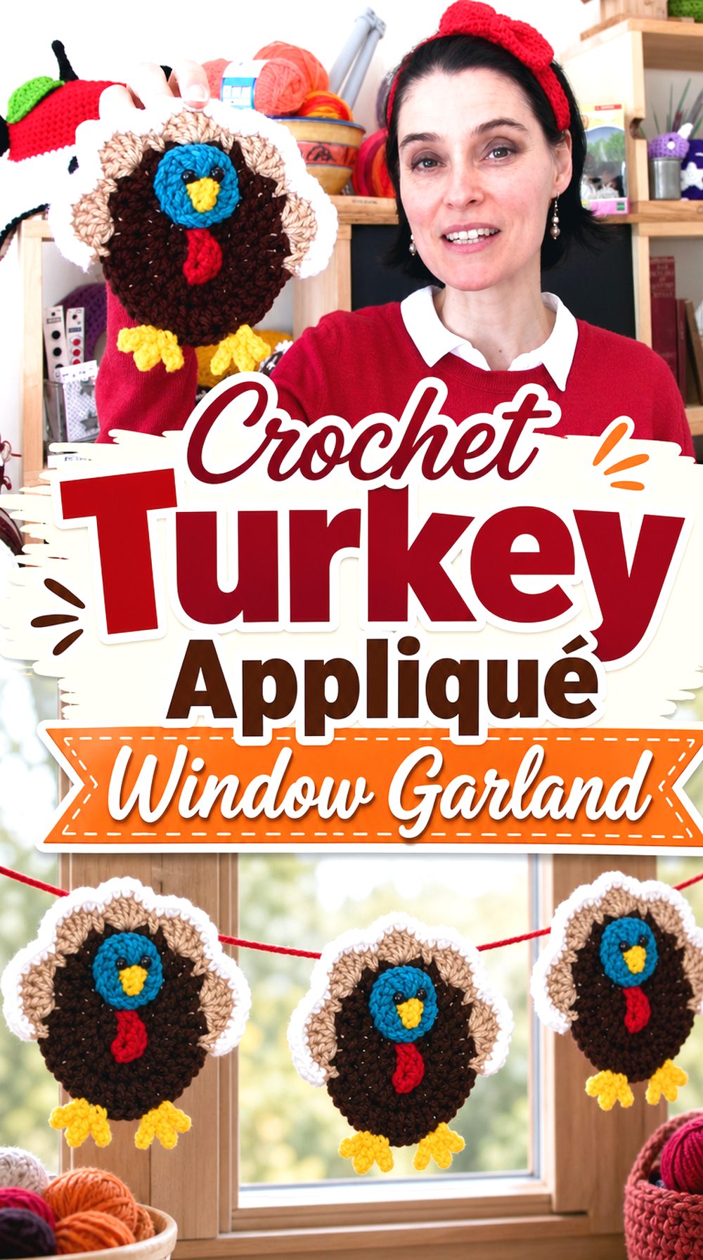 Crochet Turkey Appliqué Window Garland