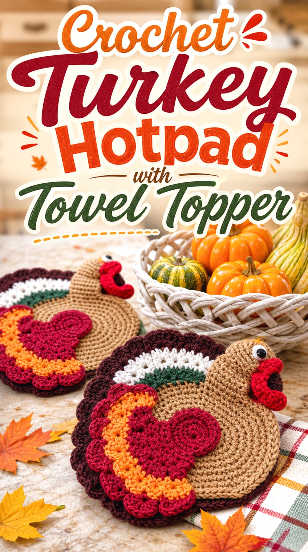 Crochet Turkey Hotpad with Towel Topper