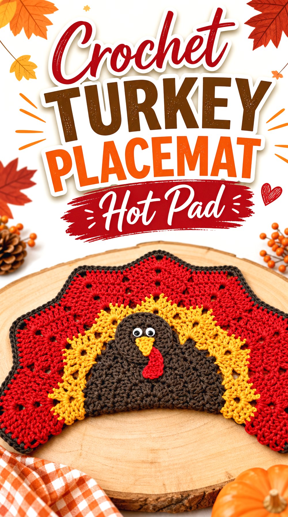 Crochet Turkey Placemat Hot Pad