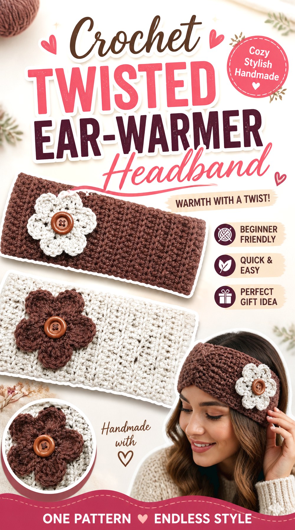 Crochet Twisted Ear Warmer Headband