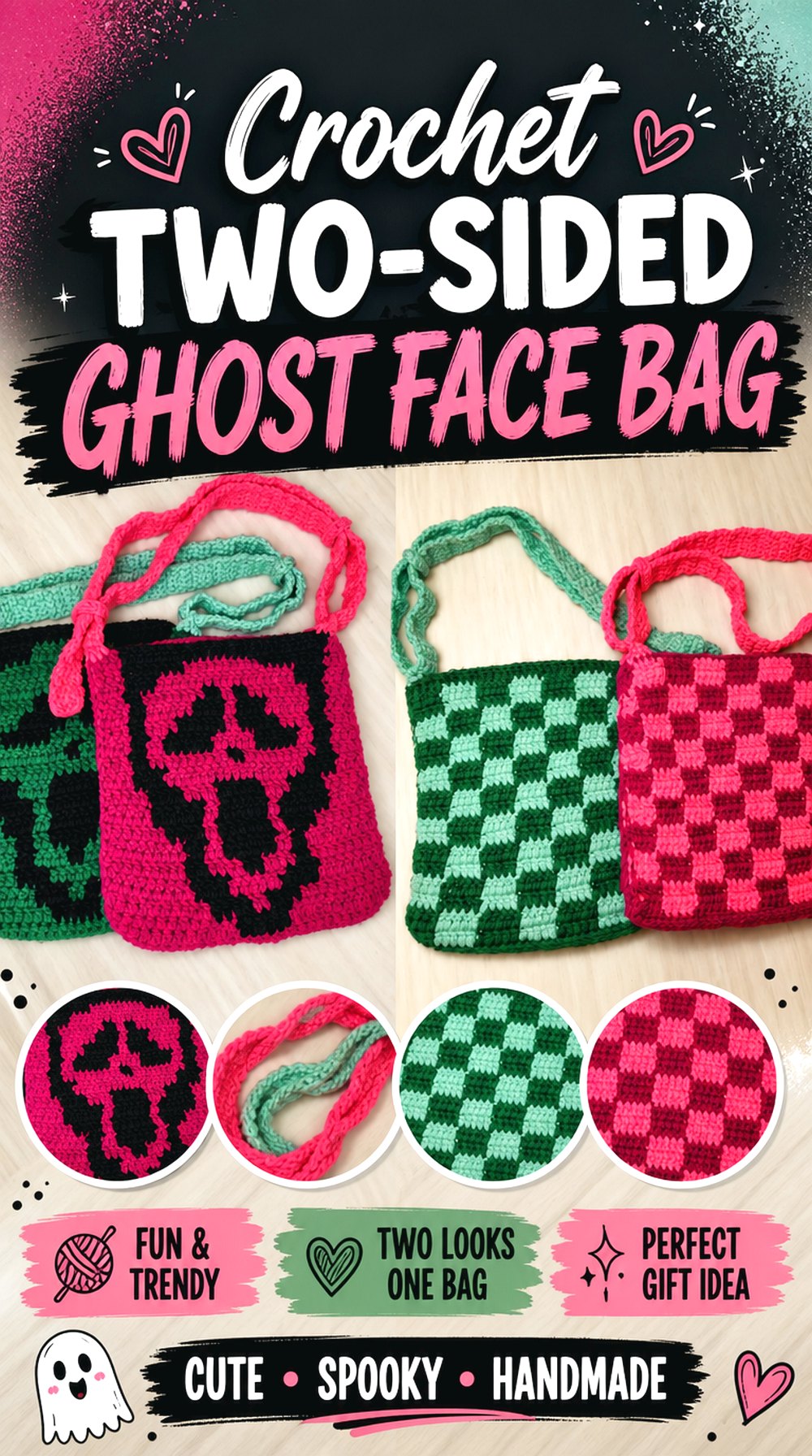 Crochet Two Sided Ghost Face Bag