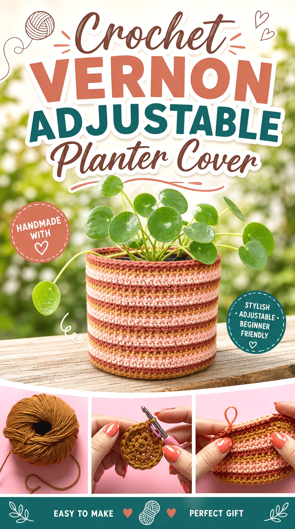 Crochet Vernon Adjustable Planter Cover