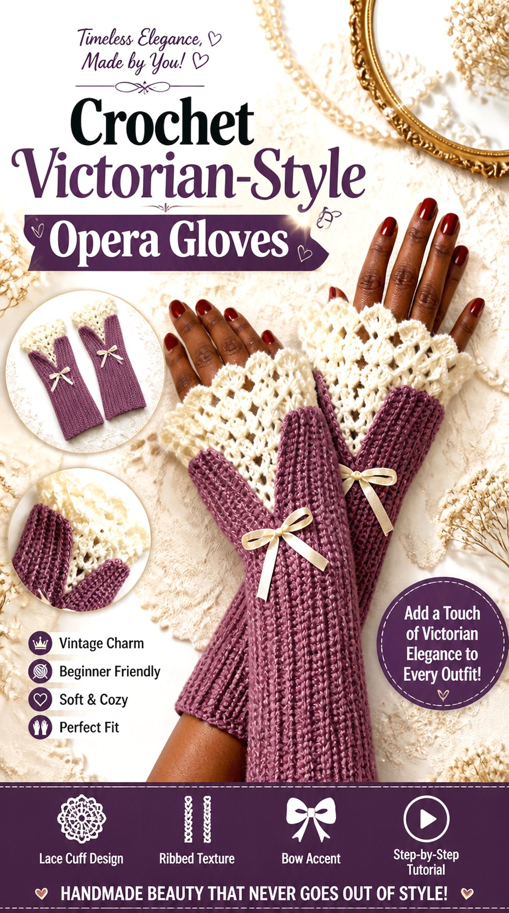 Crochet Victorian Style Opera Gloves