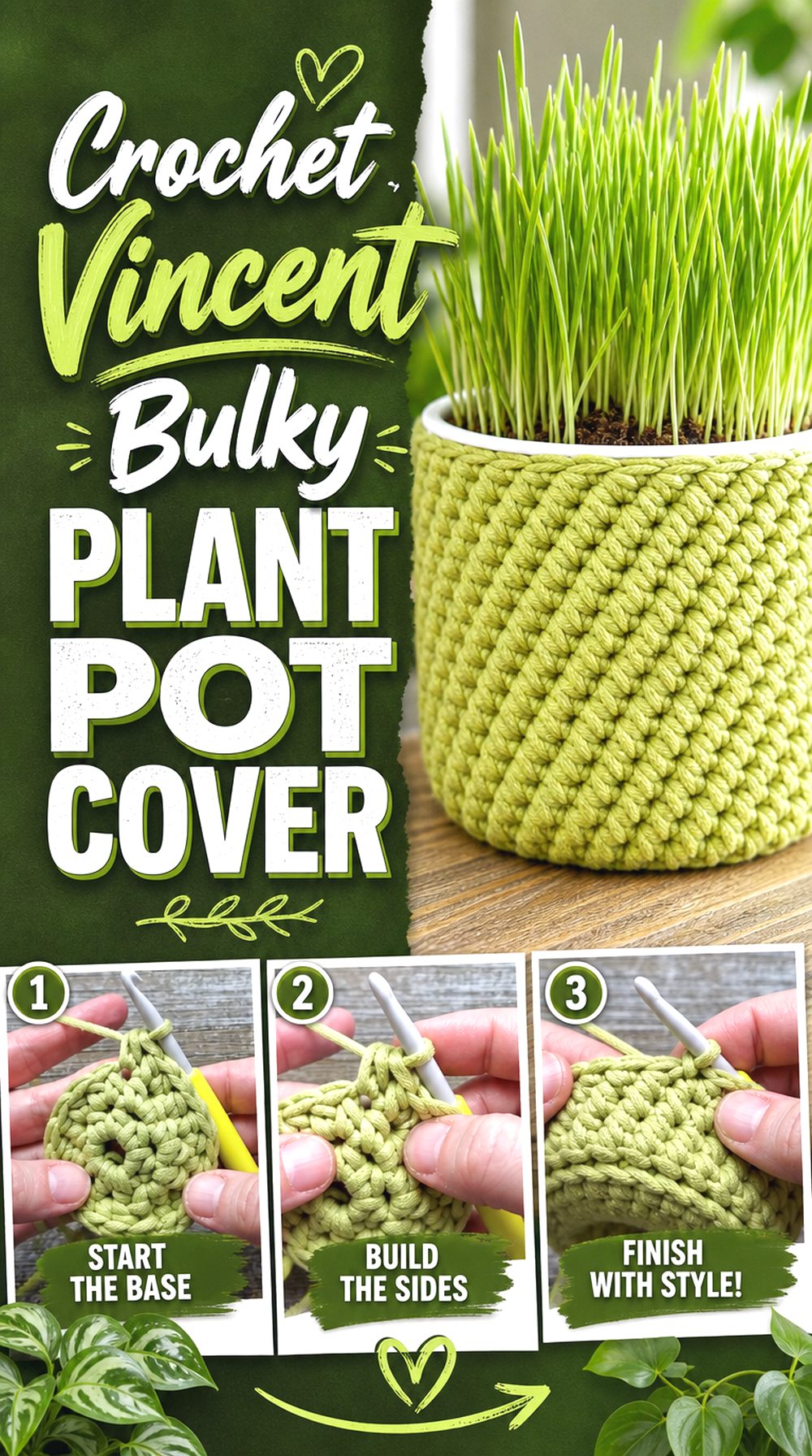 Crochet Vincent Bulky Plant Pot Cover
