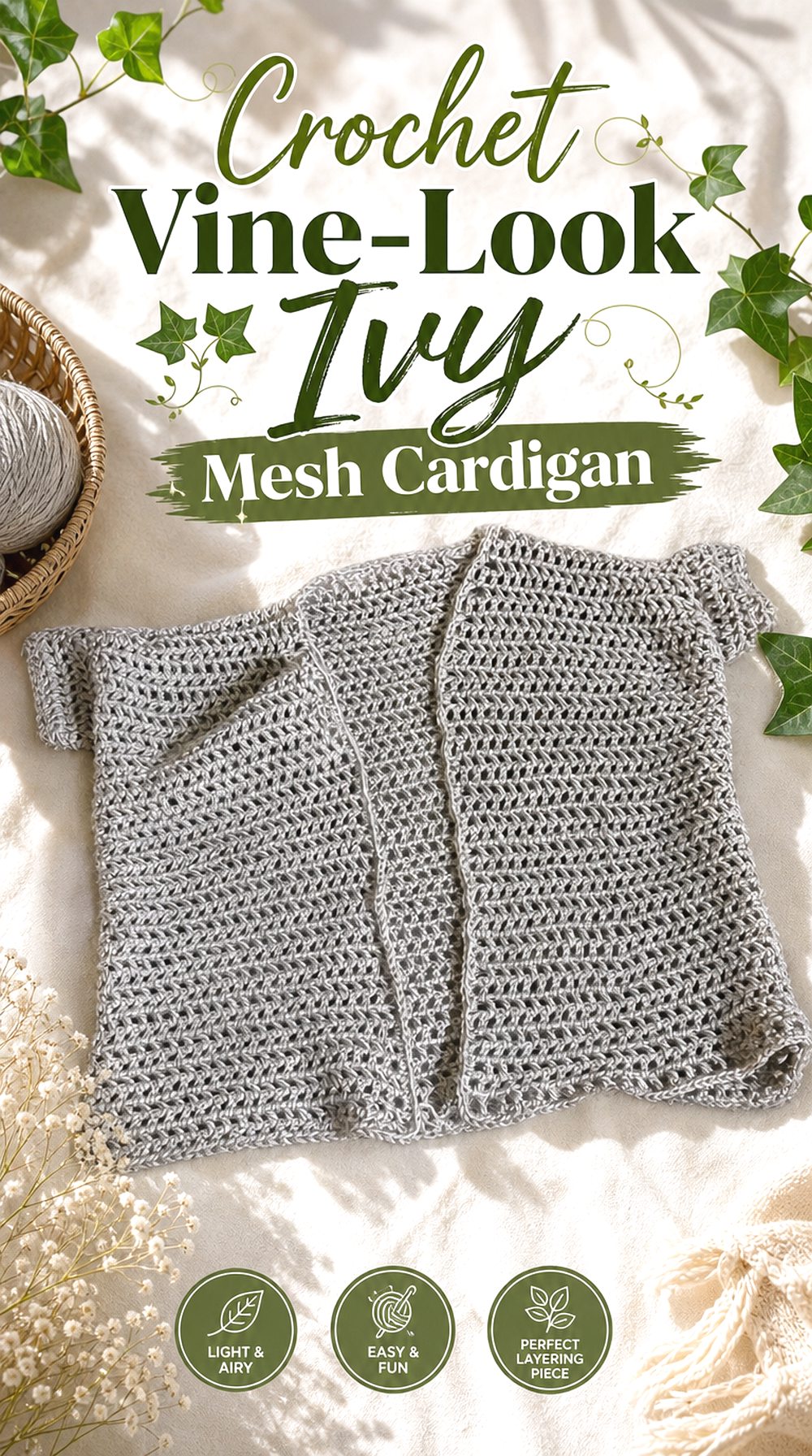 Crochet Vine Look Ivy Mesh Cardigan