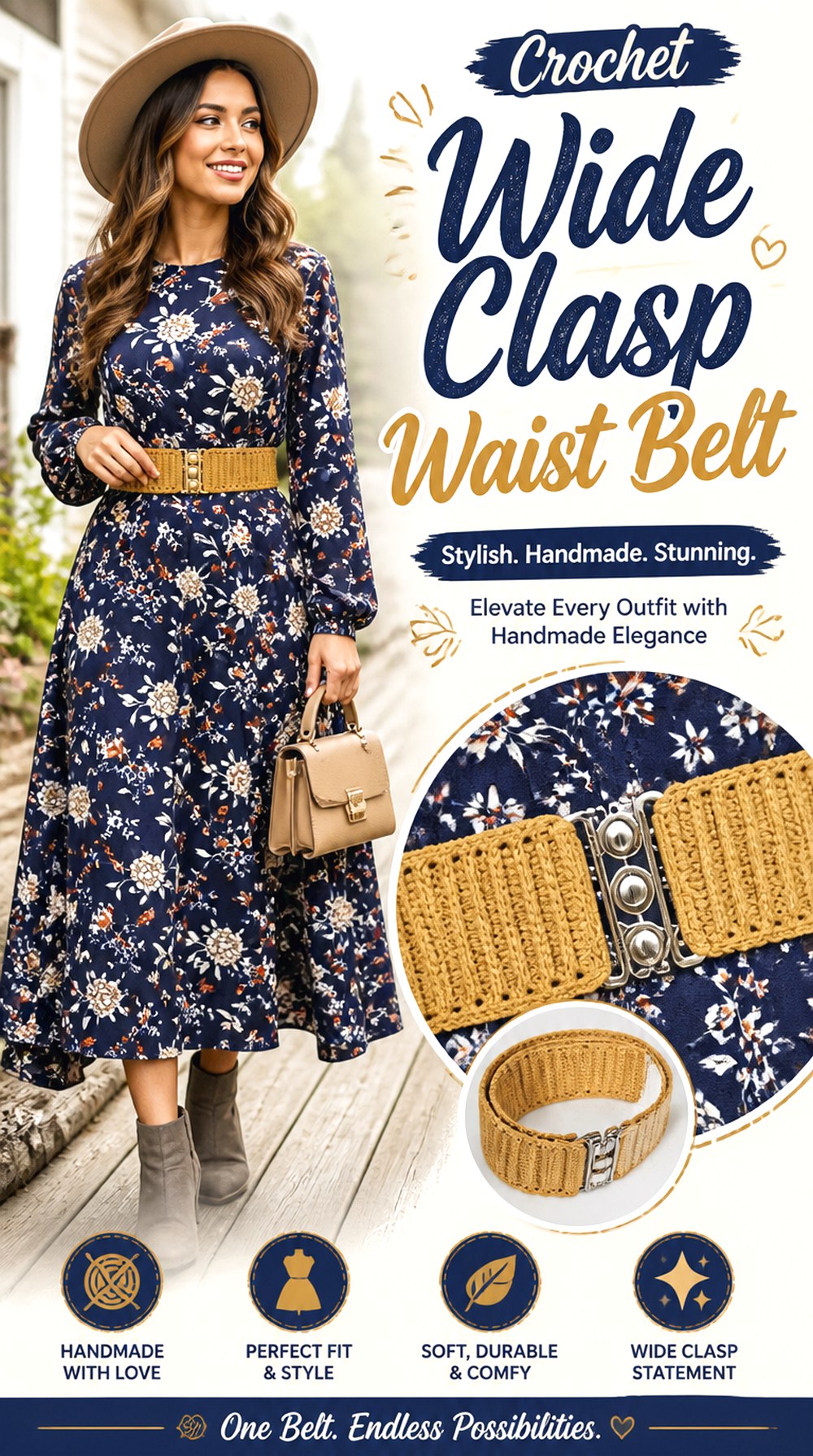Crochet Wide Clasp Waist Belt