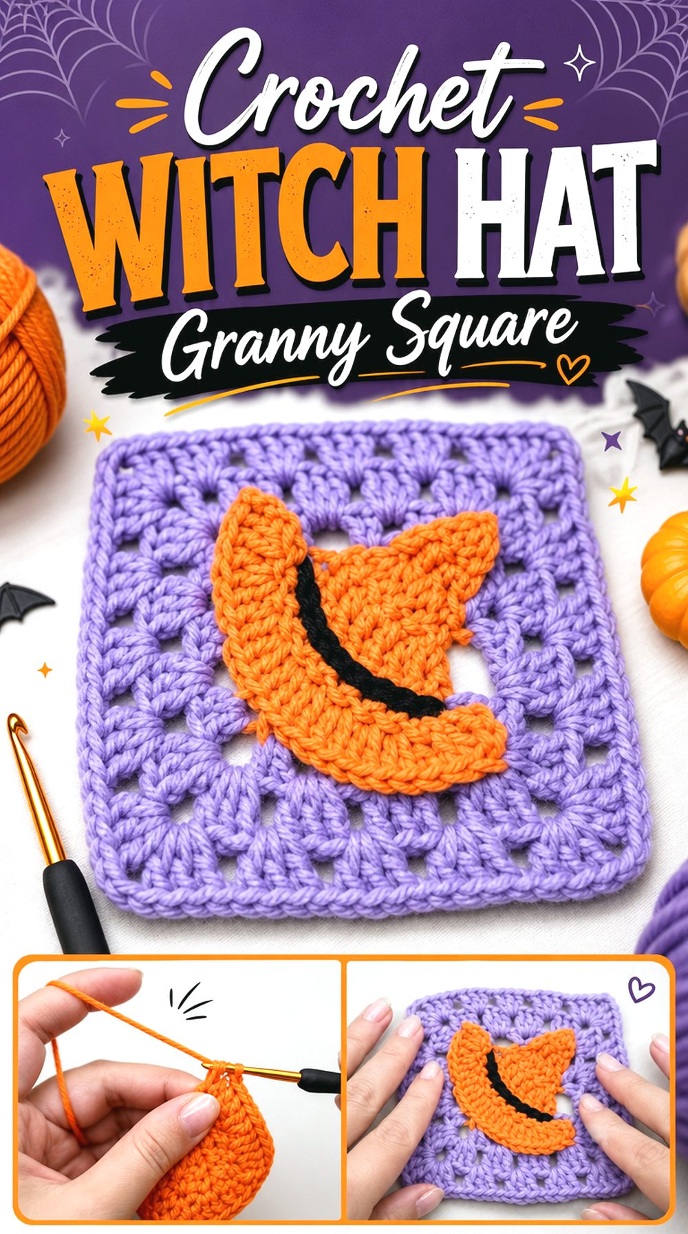 Crochet Witch Hat Granny Square