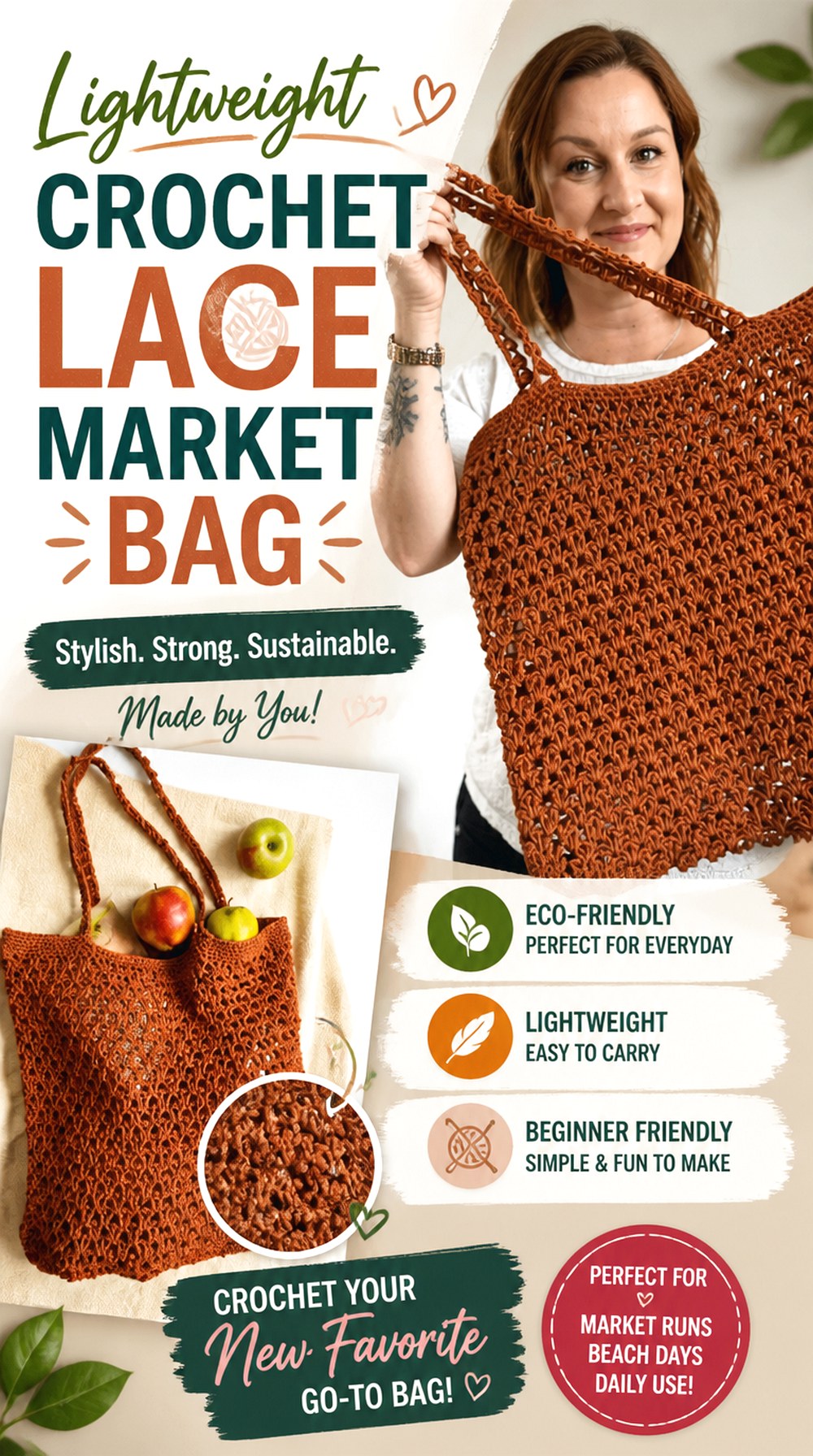 Lightweight Crochet Lace Market Bag