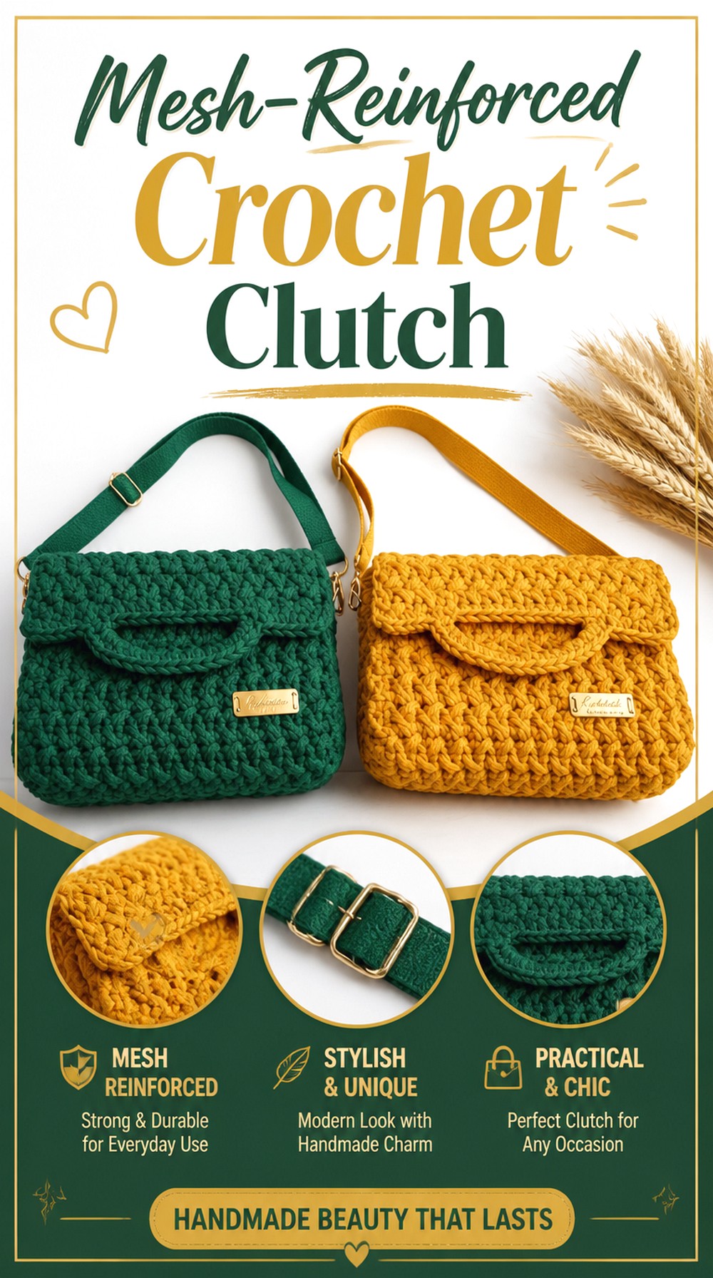 Mesh Reinforced Crochet Clutch