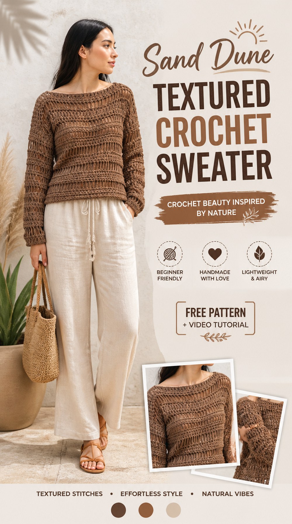Sand Dune Textured Crochet Sweater