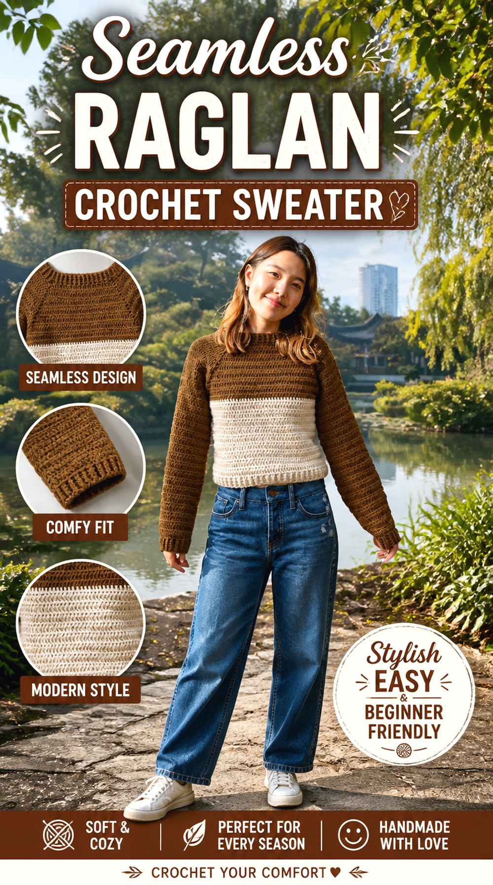 Seamless Raglan Crochet Sweater