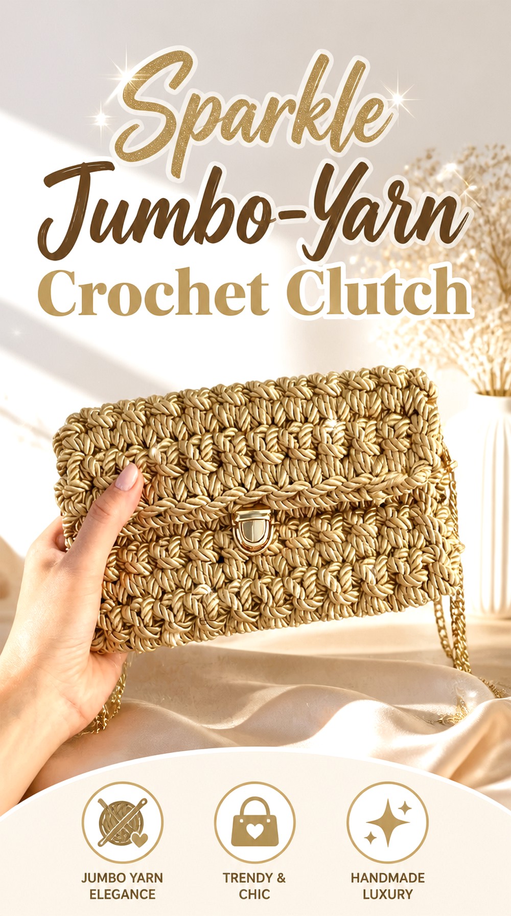 Sparkle Jumbo Yarn Crochet Clutch