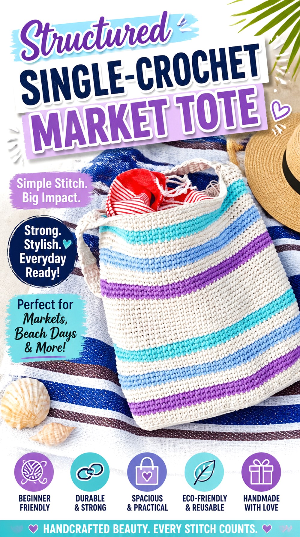 Structured Single Crochet Market Tote