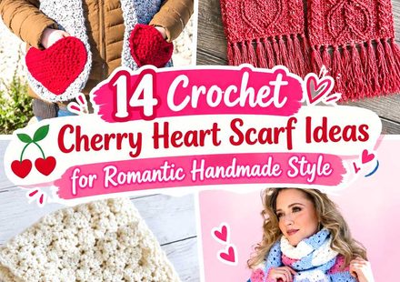 Crochet Cherry Heart Scarf Ideas for Romantic Handmade Style