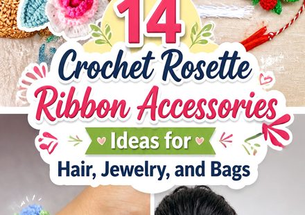 Crochet Rosette Ribbon Accessories Ideas for Hair, Jewelry, and Bags