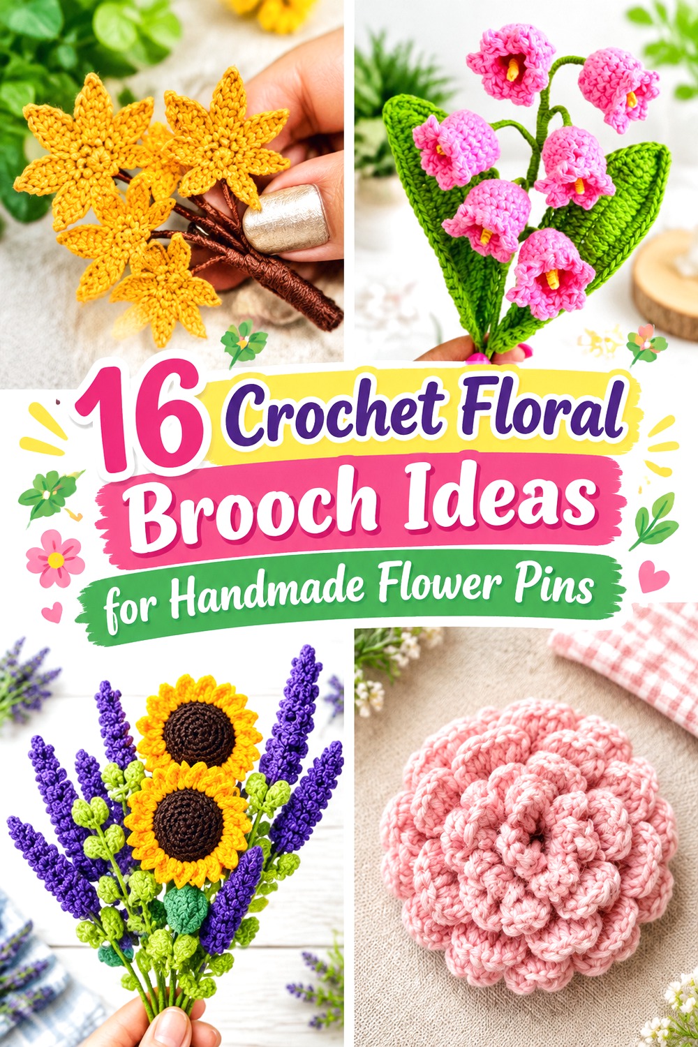 Crochet Floral Brooch Ideas for Handmade Flower Pins