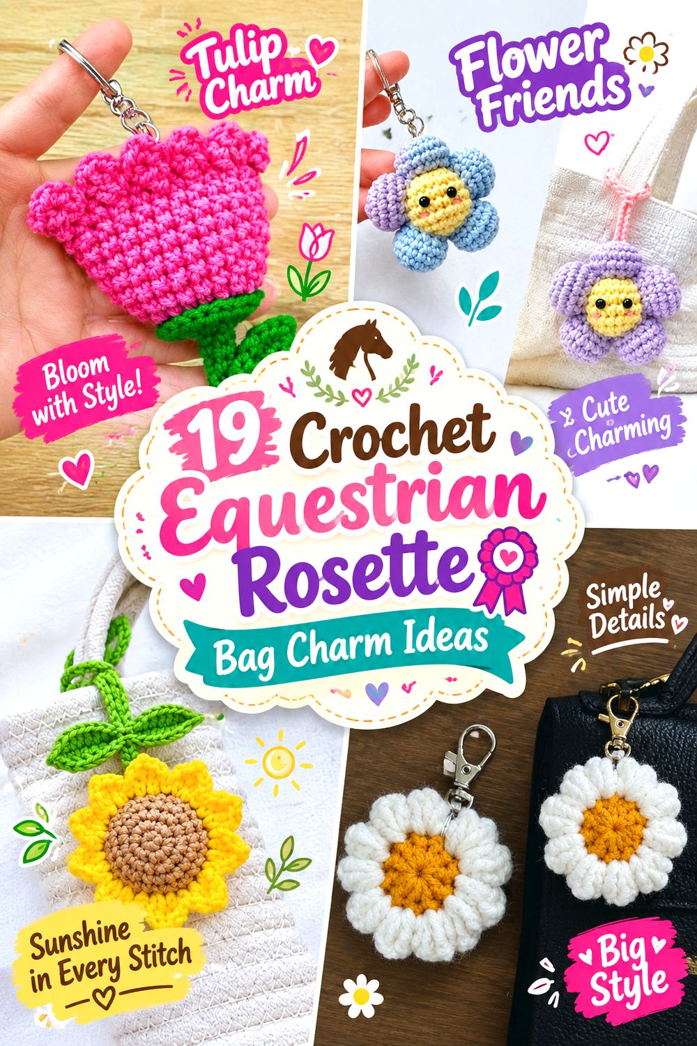 Crochet Equestrian Rosette Bag Charm Ideas