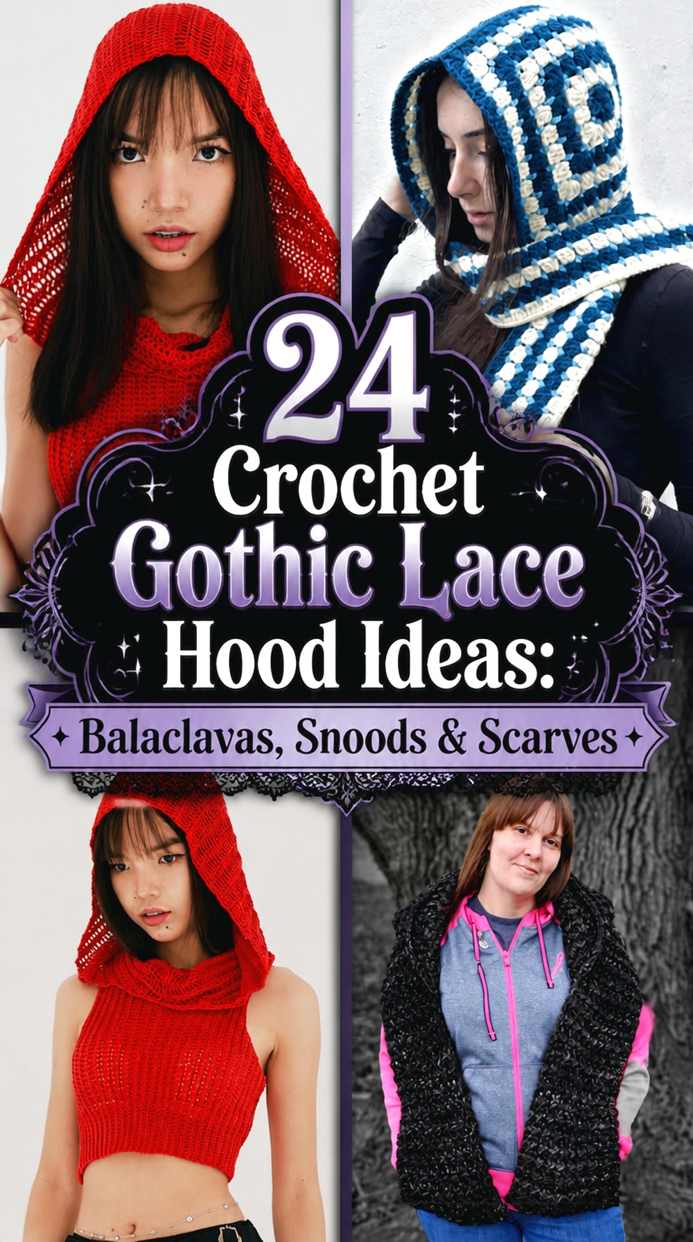 Crochet Gothic Lace Hood Ideas Balaclavas, Snoods & Scarves