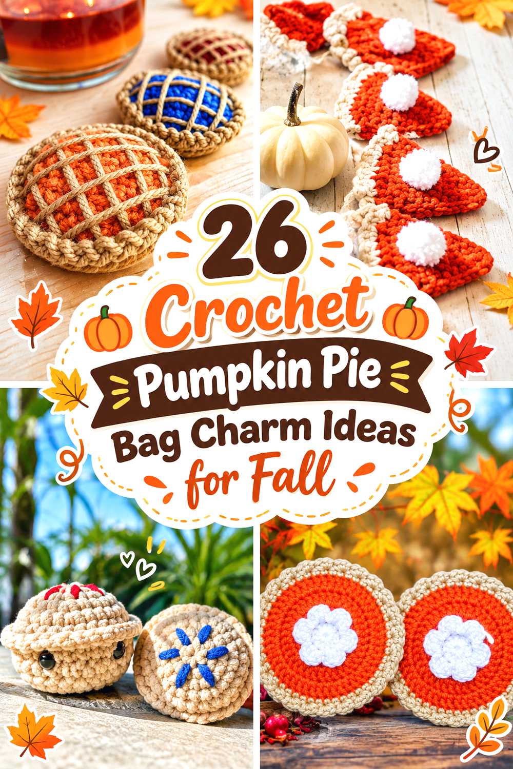 Crochet Pumpkin Pie Bag Charm Ideas for Fall