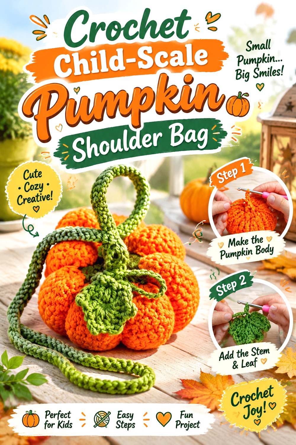 Crochet Child Scale Pumpkin Shoulder Bag