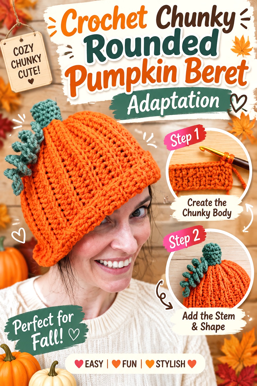 Crochet Chunky Rounded Pumpkin Beret Adaptation