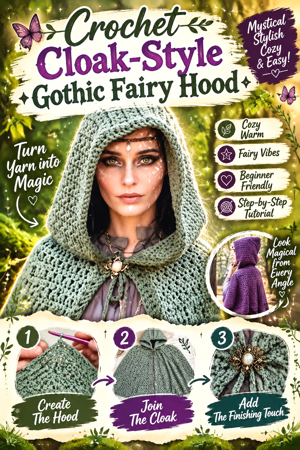 Crochet Cloak Style Gothic Fairy Hood
