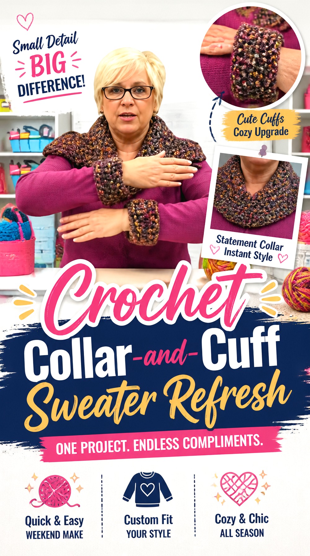 Crochet Collar and Cuff Sweater Refresh