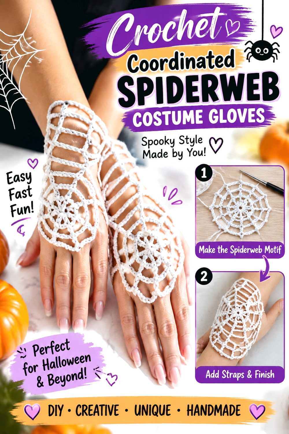 Crochet Coordinated Spiderweb Costume Gloves